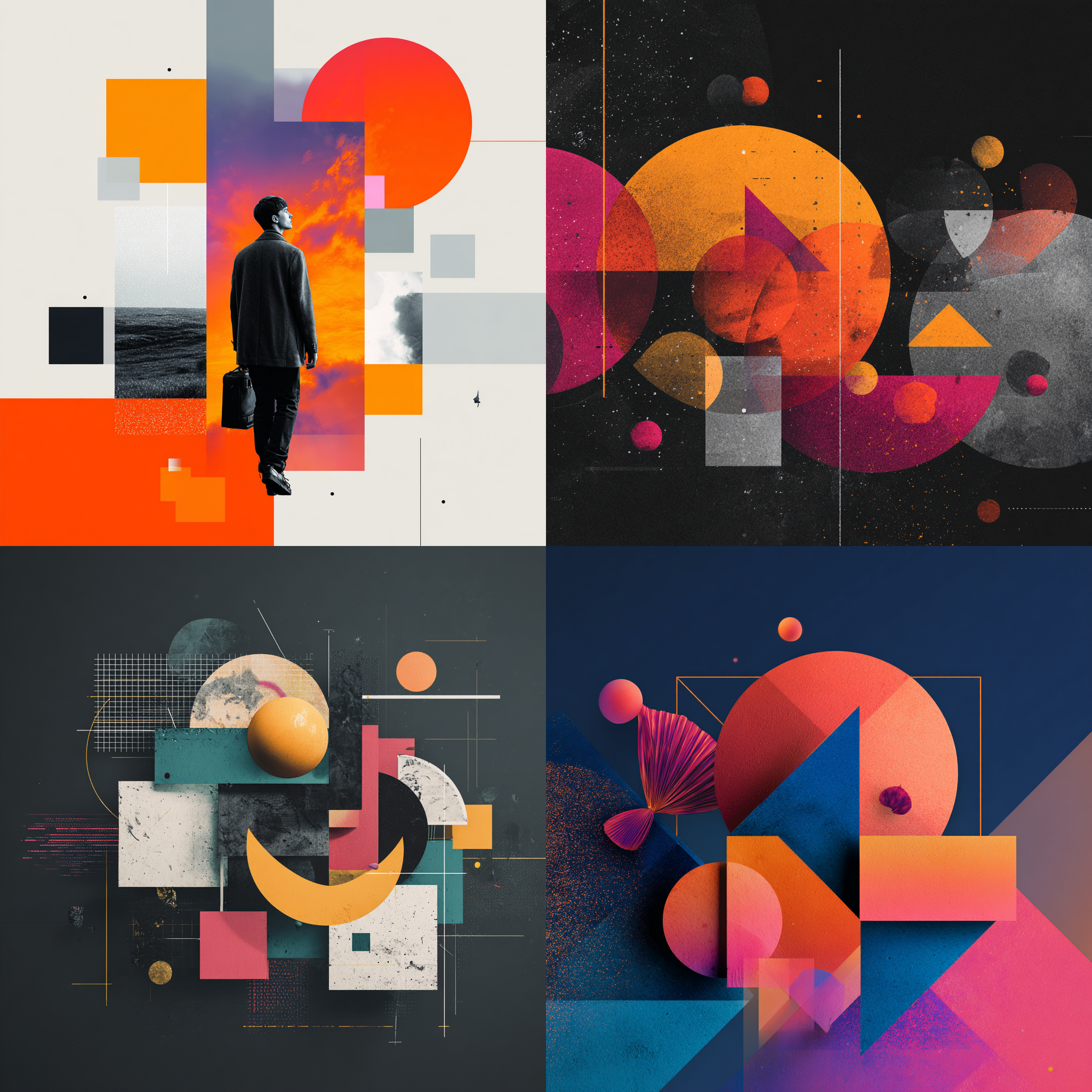 Tech startup brand hero image with abstract geometric shapes, gradient colors, modern design